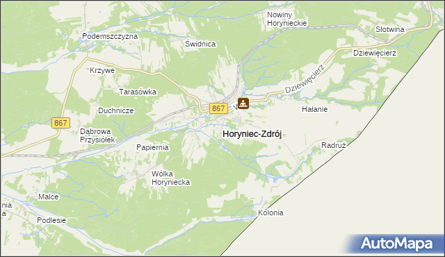 mapa Horyniec-Zdrój, Horyniec-Zdrój na mapie Targeo