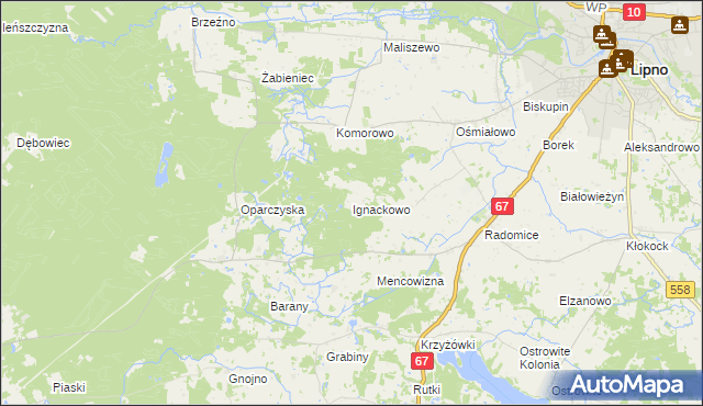 mapa Ignackowo, Ignackowo na mapie Targeo