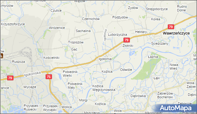 mapa Igołomia, Igołomia na mapie Targeo