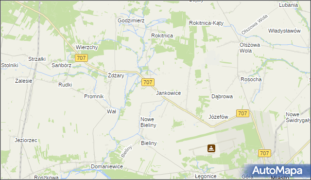 mapa Jankowice gmina Nowe Miasto nad Pilicą, Jankowice gmina Nowe Miasto nad Pilicą na mapie Targeo