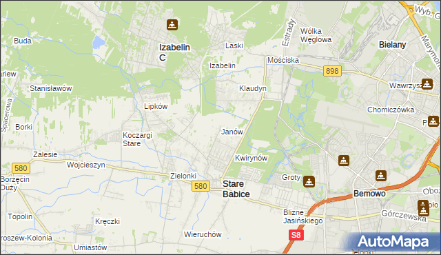 mapa Janów gmina Stare Babice, Janów gmina Stare Babice na mapie Targeo