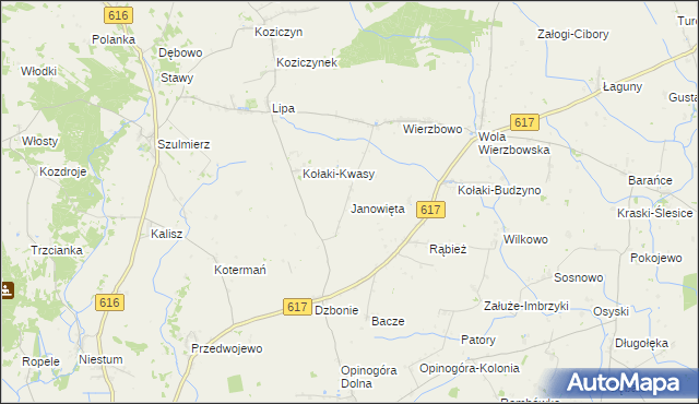 mapa Janowięta, Janowięta na mapie Targeo