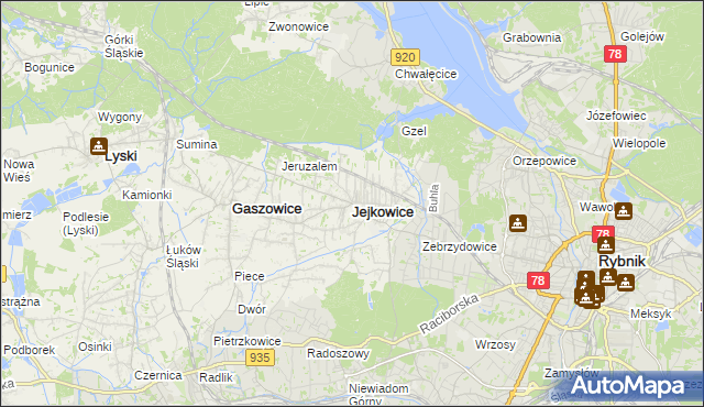 mapa Jejkowice, Jejkowice na mapie Targeo