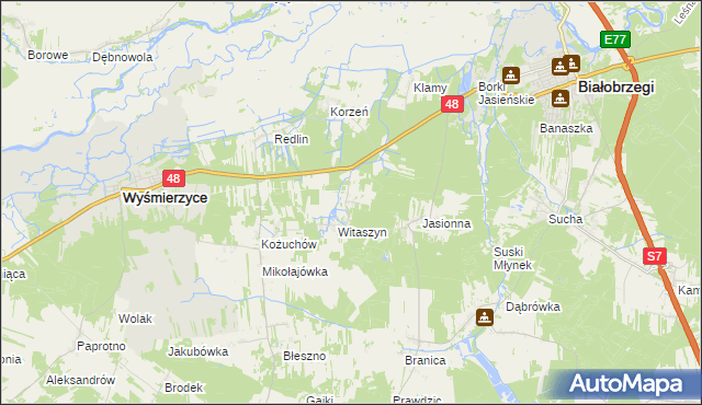 mapa Jeruzal gmina Wyśmierzyce, Jeruzal gmina Wyśmierzyce na mapie Targeo