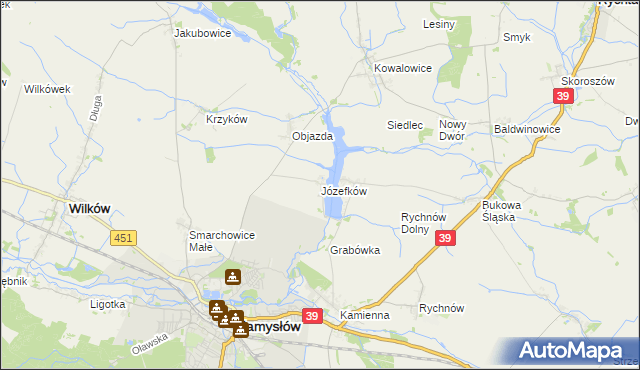 mapa Józefków gmina Namysłów, Józefków gmina Namysłów na mapie Targeo