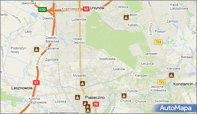 mapa Józefosław, Józefosław na mapie Targeo