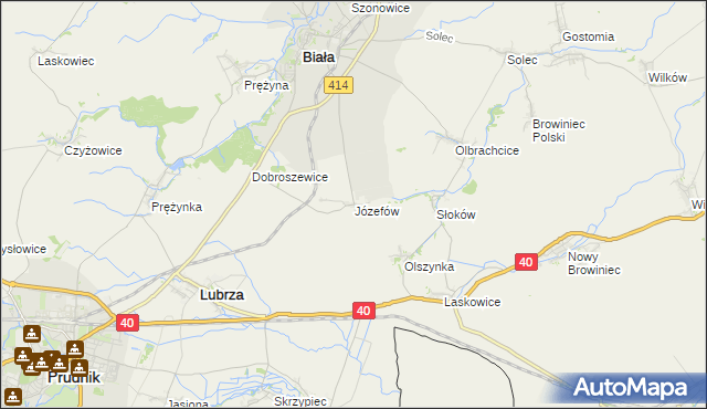 mapa Józefów gmina Biała, Józefów gmina Biała na mapie Targeo