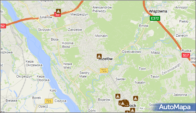 mapa Józefów powiat otwocki, Józefów powiat otwocki na mapie Targeo