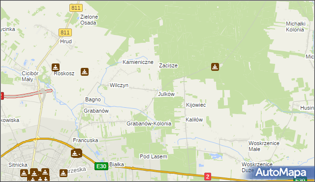 mapa Julków gmina Biała Podlaska, Julków gmina Biała Podlaska na mapie Targeo