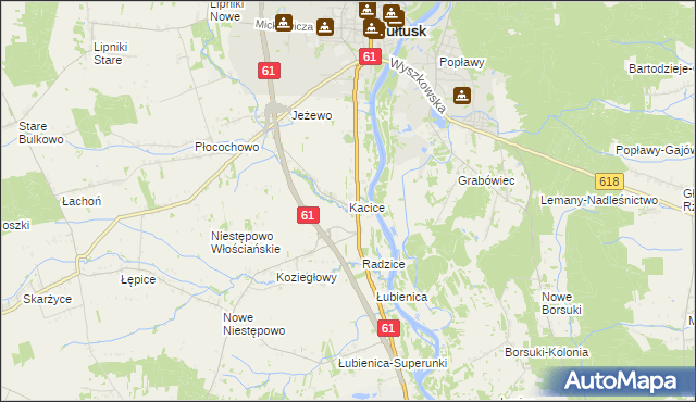 mapa Kacice gmina Pułtusk, Kacice gmina Pułtusk na mapie Targeo