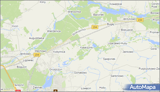 mapa Katarzynki gmina Swarzędz, Katarzynki gmina Swarzędz na mapie Targeo