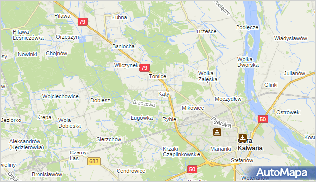 mapa Kąty gmina Góra Kalwaria, Kąty gmina Góra Kalwaria na mapie Targeo