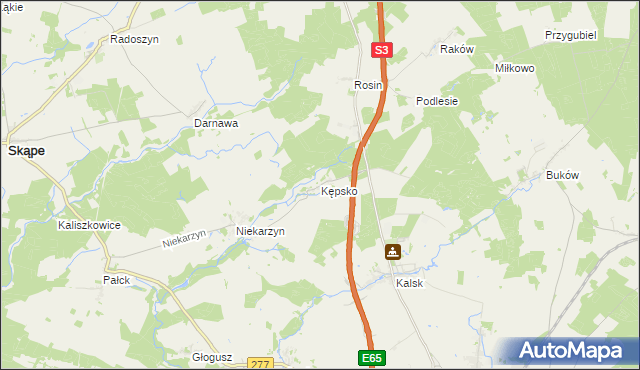 mapa Kępsko gmina Świebodzin, Kępsko gmina Świebodzin na mapie Targeo