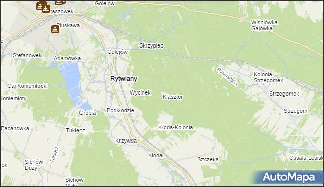 mapa Klasztor gmina Rytwiany, Klasztor gmina Rytwiany na mapie Targeo