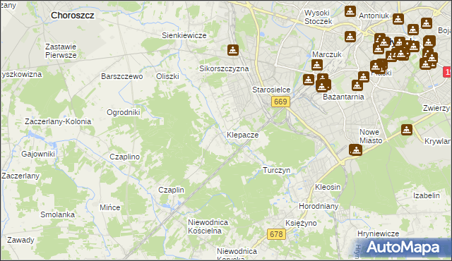 mapa Klepacze gmina Choroszcz, Klepacze gmina Choroszcz na mapie Targeo