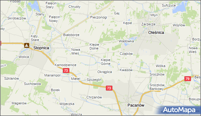 mapa Klępie Górne, Klępie Górne na mapie Targeo