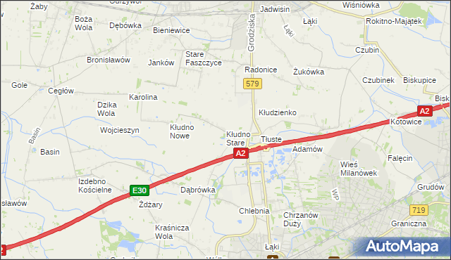 mapa Kłudno Stare, Kłudno Stare na mapie Targeo