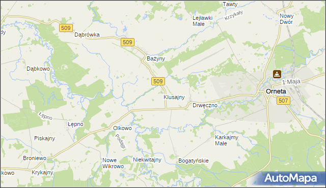 mapa Klusajny, Klusajny na mapie Targeo