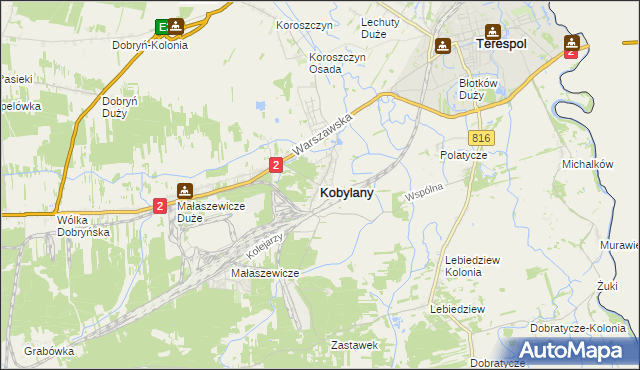 mapa Kobylany gmina Terespol, Kobylany gmina Terespol na mapie Targeo