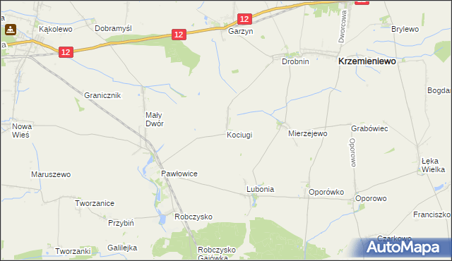 mapa Kociugi, Kociugi na mapie Targeo