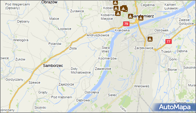 mapa Koćmierzów, Koćmierzów na mapie Targeo