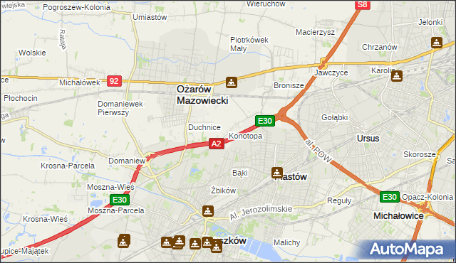 mapa Konotopa gmina Ożarów Mazowiecki, Konotopa gmina Ożarów Mazowiecki na mapie Targeo