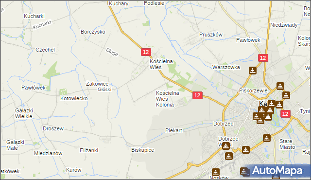 mapa Kościelna Wieś Kolonia, Kościelna Wieś Kolonia na mapie Targeo