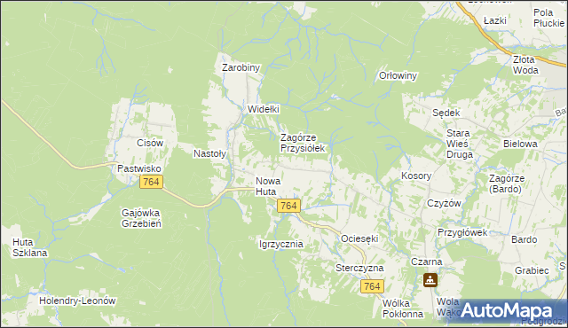 mapa Koziel gmina Raków, Koziel gmina Raków na mapie Targeo