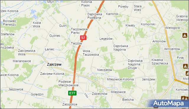 mapa Kozinki, Kozinki na mapie Targeo