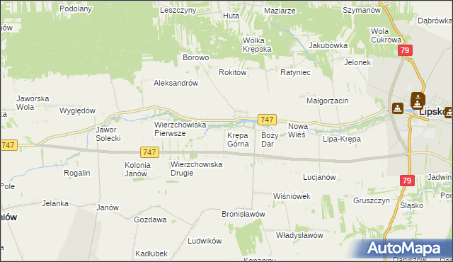mapa Krępa Górna, Krępa Górna na mapie Targeo