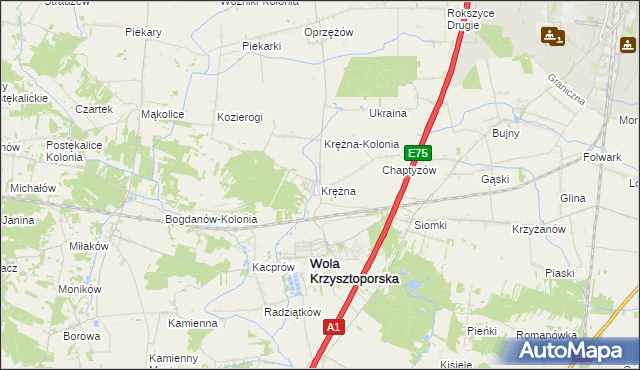 mapa Krężna, Krężna na mapie Targeo