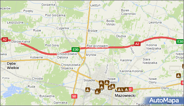 mapa Królewiec gmina Mińsk Mazowiecki, Królewiec gmina Mińsk Mazowiecki na mapie Targeo