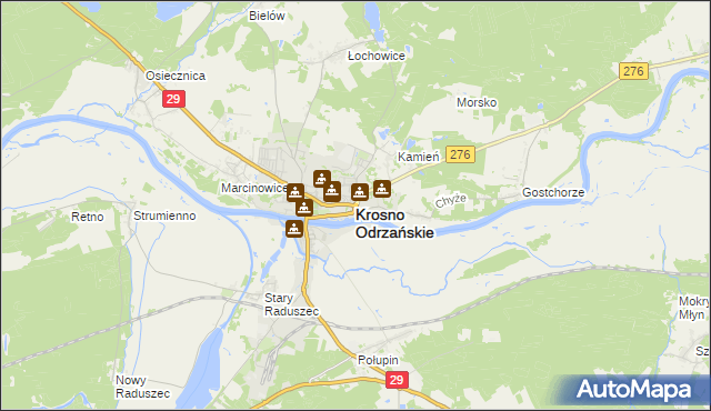mapa Krosno Odrzańskie, Krosno Odrzańskie na mapie Targeo