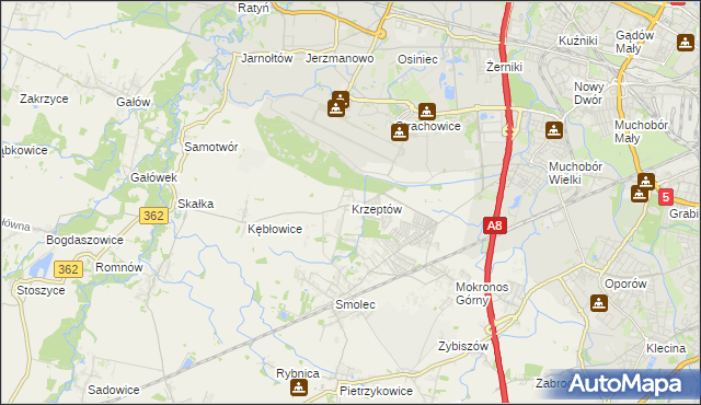 mapa Krzeptów, Krzeptów na mapie Targeo