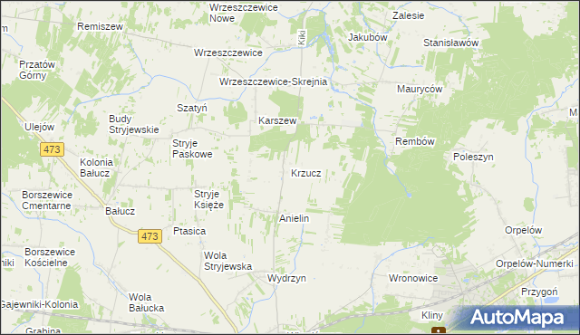 mapa Krzucz, Krzucz na mapie Targeo