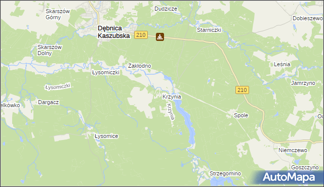 mapa Krzynia, Krzynia na mapie Targeo