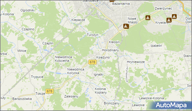 mapa Księżyno, Księżyno na mapie Targeo