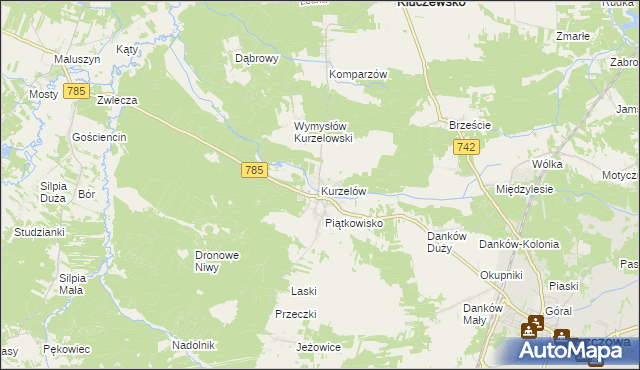 mapa Kurzelów, Kurzelów na mapie Targeo