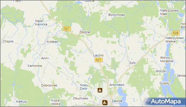 mapa Łączno gmina Morąg, Łączno gmina Morąg na mapie Targeo