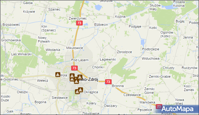mapa Łagiewniki gmina Busko-Zdrój, Łagiewniki gmina Busko-Zdrój na mapie Targeo