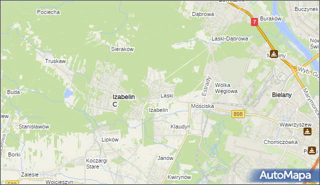 mapa Laski gmina Izabelin, Laski gmina Izabelin na mapie Targeo