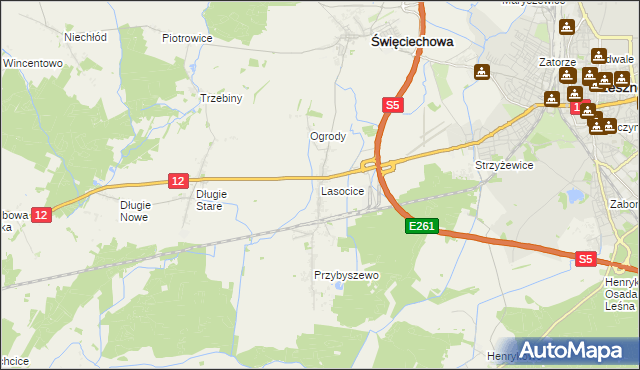 mapa Lasocice gmina Święciechowa, Lasocice gmina Święciechowa na mapie Targeo