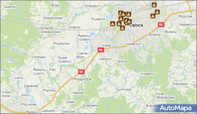 mapa Latoszyn, Latoszyn na mapie Targeo