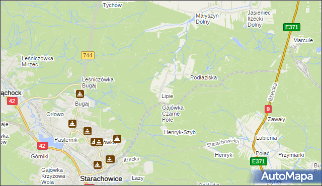 mapa Lipie gmina Brody, Lipie gmina Brody na mapie Targeo