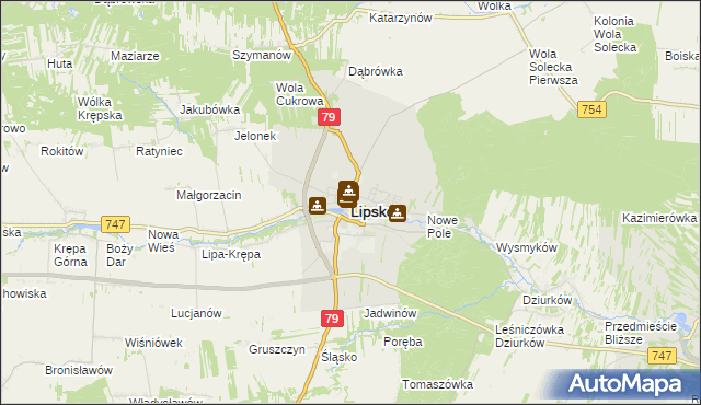 mapa Lipsko, Lipsko na mapie Targeo