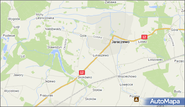mapa Łukaszewo gmina Jaraczewo, Łukaszewo gmina Jaraczewo na mapie Targeo