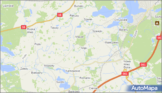 mapa Mąki, Mąki na mapie Targeo