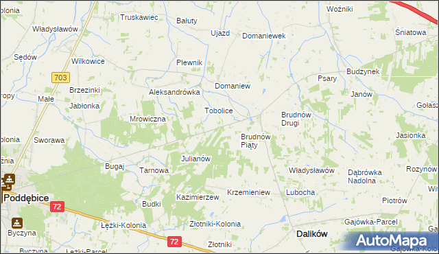 mapa Marysin gmina Dalików, Marysin gmina Dalików na mapie Targeo