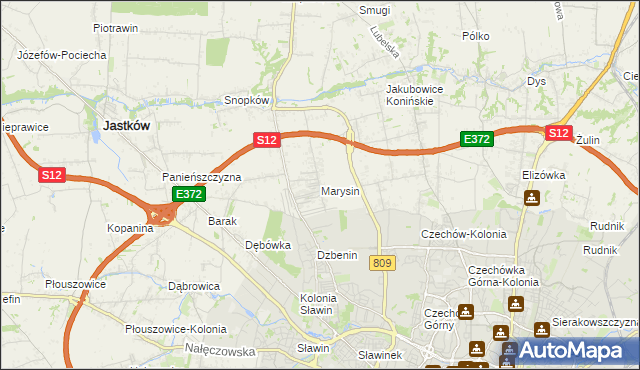 mapa Marysin gmina Jastków, Marysin gmina Jastków na mapie Targeo
