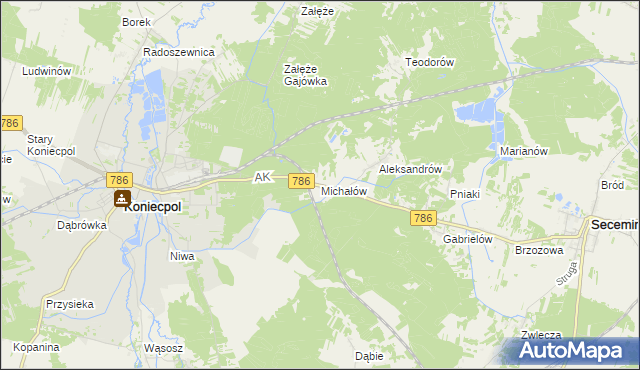 mapa Michałów gmina Koniecpol, Michałów gmina Koniecpol na mapie Targeo